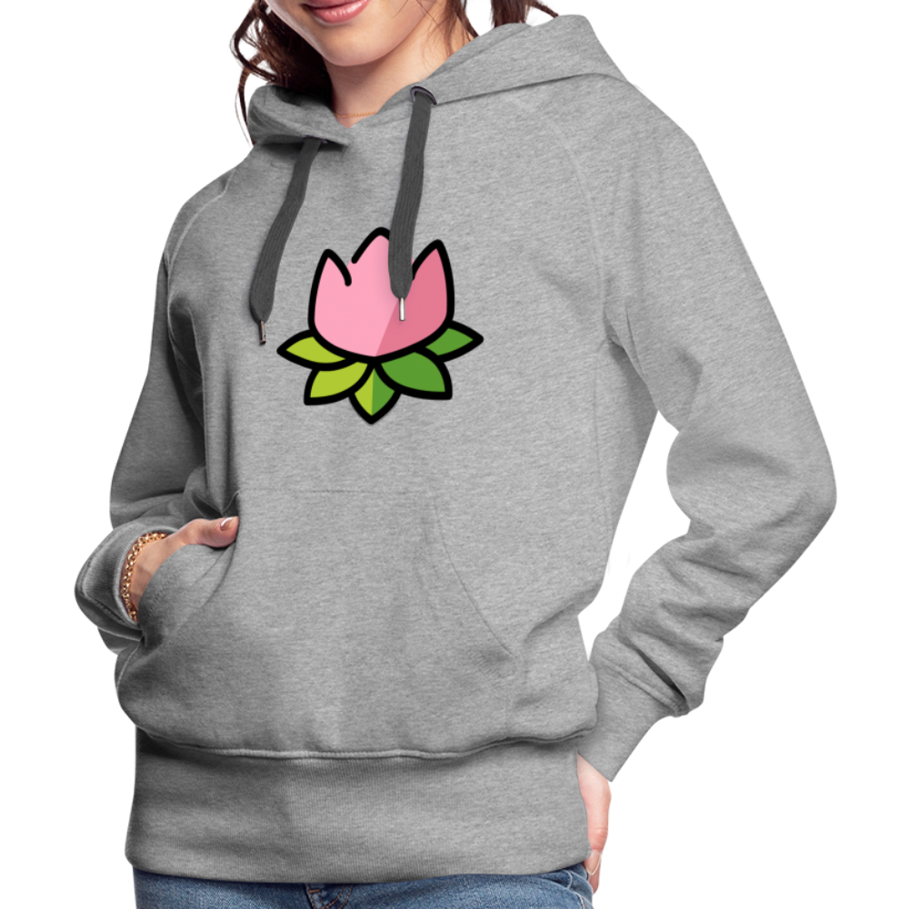 Emoji Expression: Lotus Moji + Sparkles Moji + "The Lotus Effect" Text Women’s Cut Premium Hoodie (Two-Sided) - Emoji.Express - heather grey