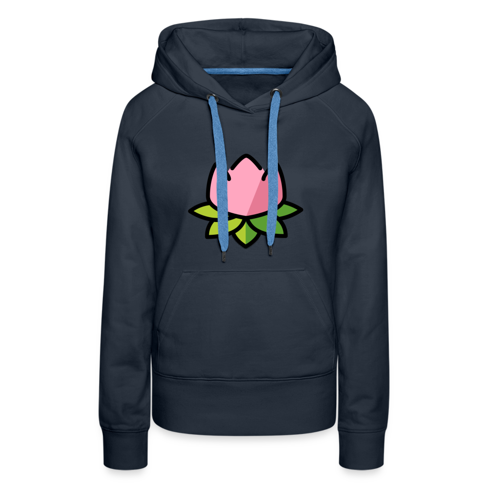 Emoji Expression: Lotus Moji + Sparkles Moji + "The Lotus Effect" Text Women’s Cut Premium Hoodie (Two-Sided) - Emoji.Express - navy