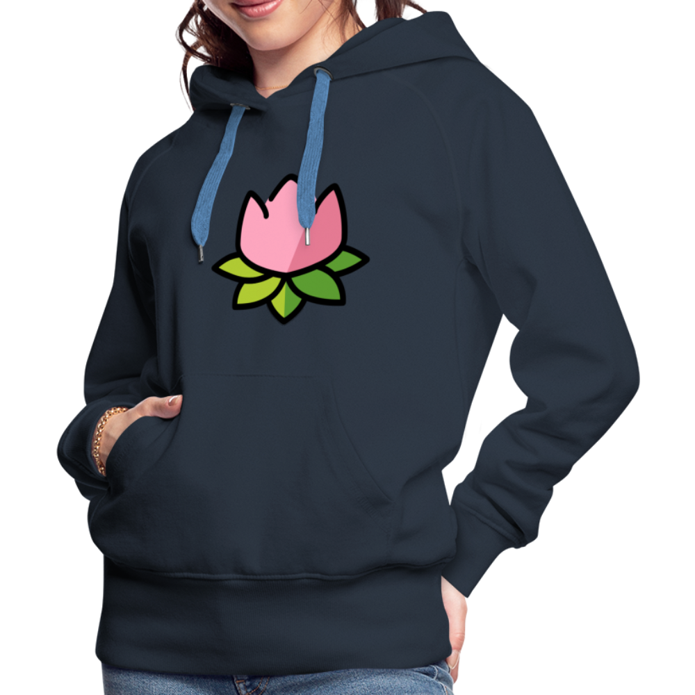 Emoji Expression: Lotus Moji + Sparkles Moji + "The Lotus Effect" Text Women’s Cut Premium Hoodie (Two-Sided) - Emoji.Express - navy