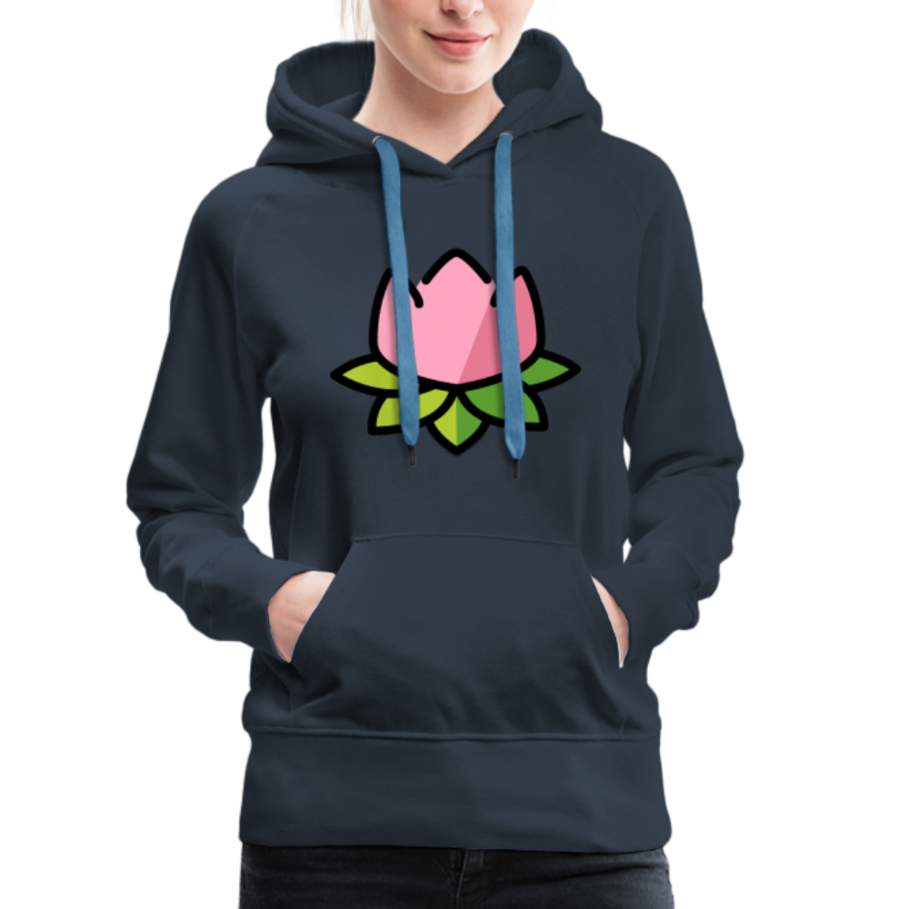 Emoji Expression: Lotus Moji + Sparkles Moji + "The Lotus Effect" Text Women’s Cut Premium Hoodie (Two-Sided) - Emoji.Express - navy