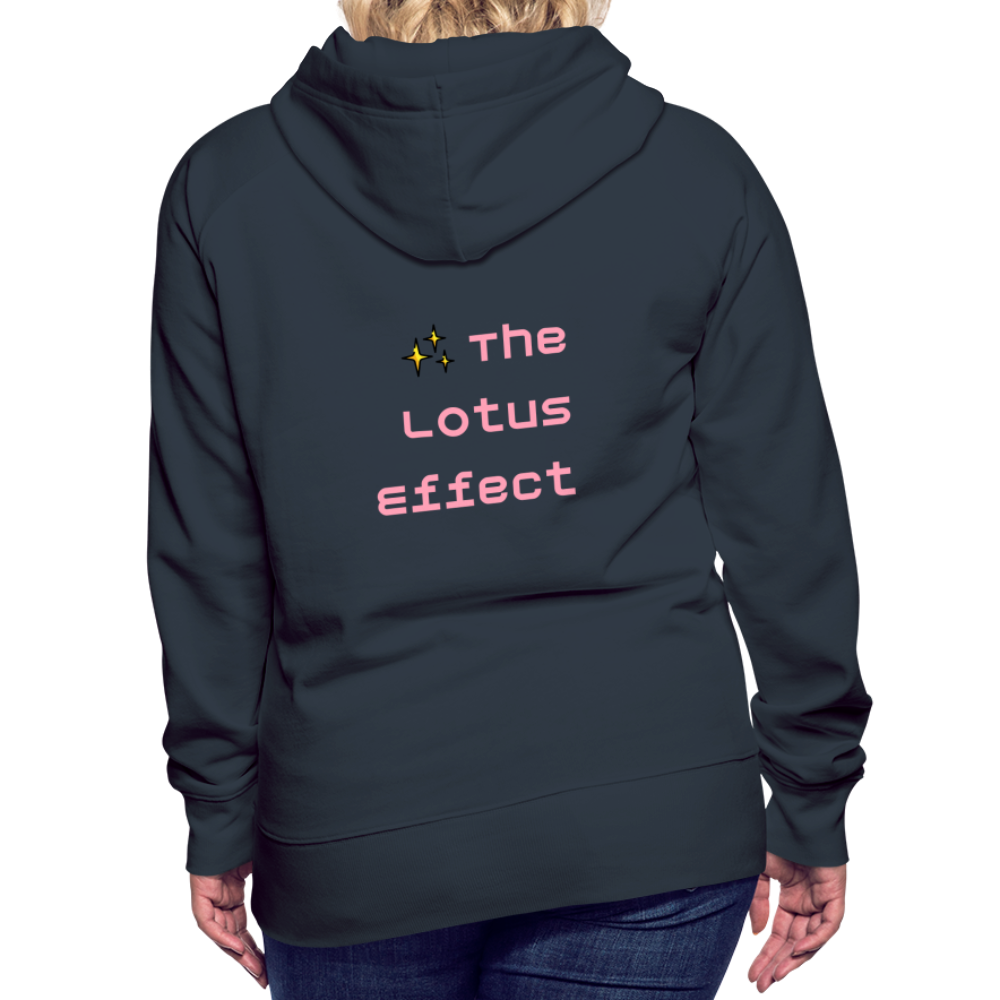 Emoji Expression: Lotus Moji + Sparkles Moji + "The Lotus Effect" Text Women’s Cut Premium Hoodie (Two-Sided) - Emoji.Express - navy