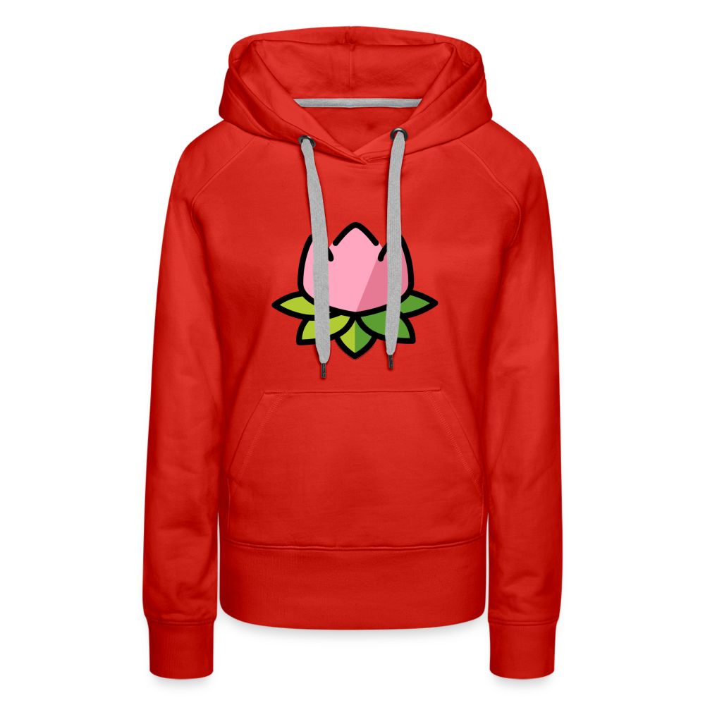 Emoji Expression: Lotus Moji + Sparkles Moji + "The Lotus Effect" Text Women’s Cut Premium Hoodie (Two-Sided) - Emoji.Express - red