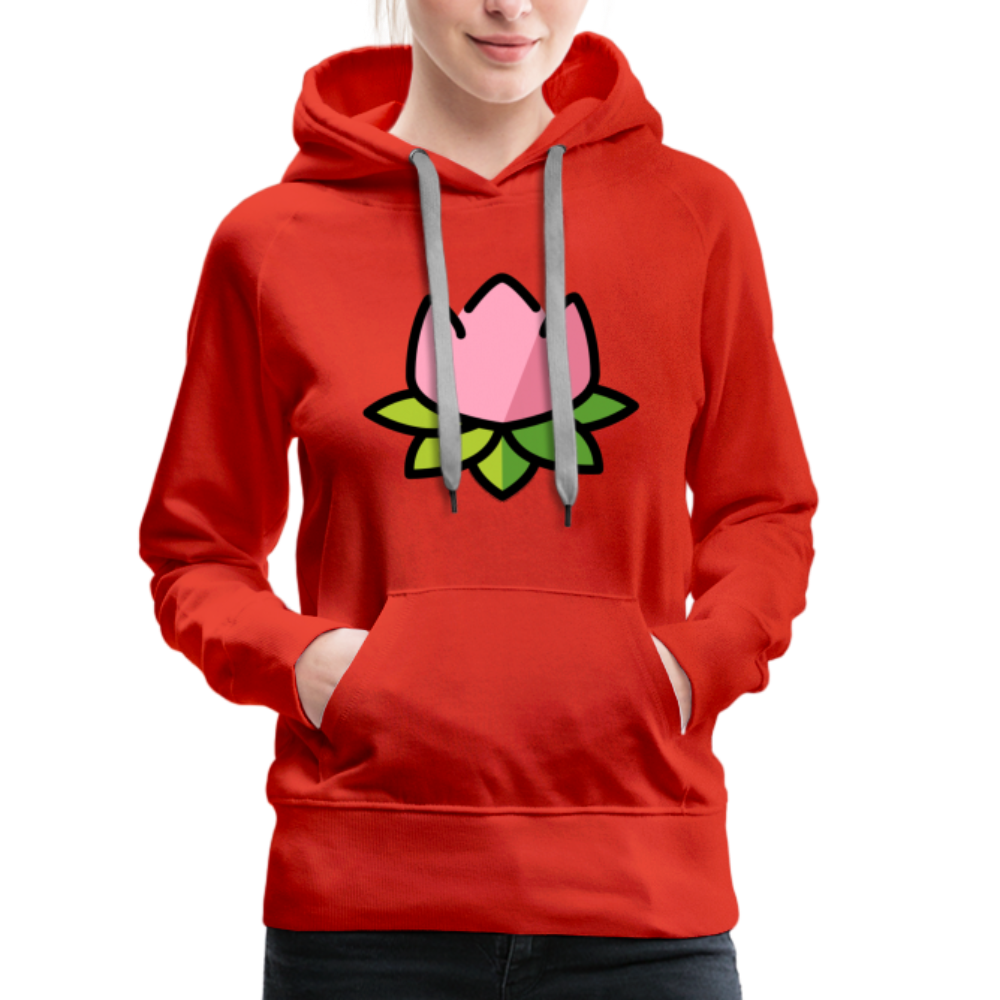 Emoji Expression: Lotus Moji + Sparkles Moji + "The Lotus Effect" Text Women’s Cut Premium Hoodie (Two-Sided) - Emoji.Express - red