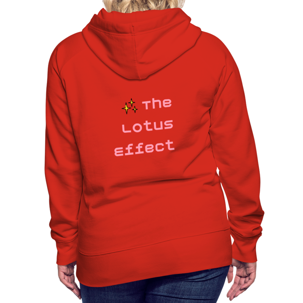 Emoji Expression: Lotus Moji + Sparkles Moji + "The Lotus Effect" Text Women’s Cut Premium Hoodie (Two-Sided) - Emoji.Express - red