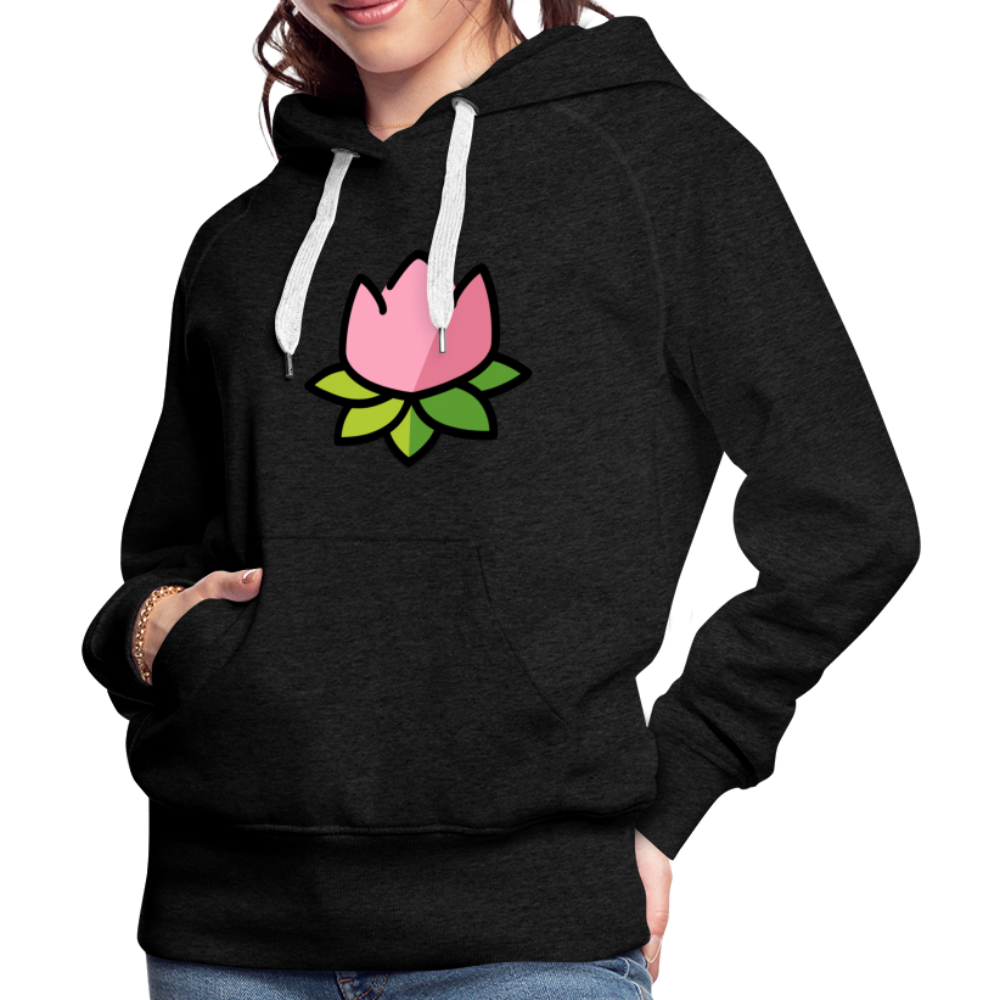 Emoji Expression: Lotus Moji + Sparkles Moji + "The Lotus Effect" Text Women’s Cut Premium Hoodie (Two-Sided) - Emoji.Express - charcoal grey