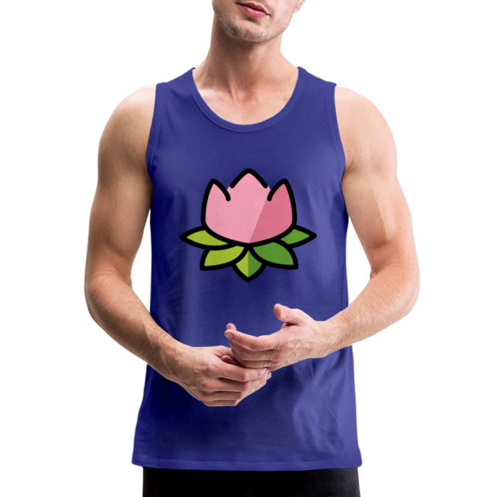 Emoji Expression: Lotus Moji + Sparkles Moji + "The Lotus Effect" Text Men’s Cut Premium Tank Top (Two-Sided) - Emoji.Express - royal blue