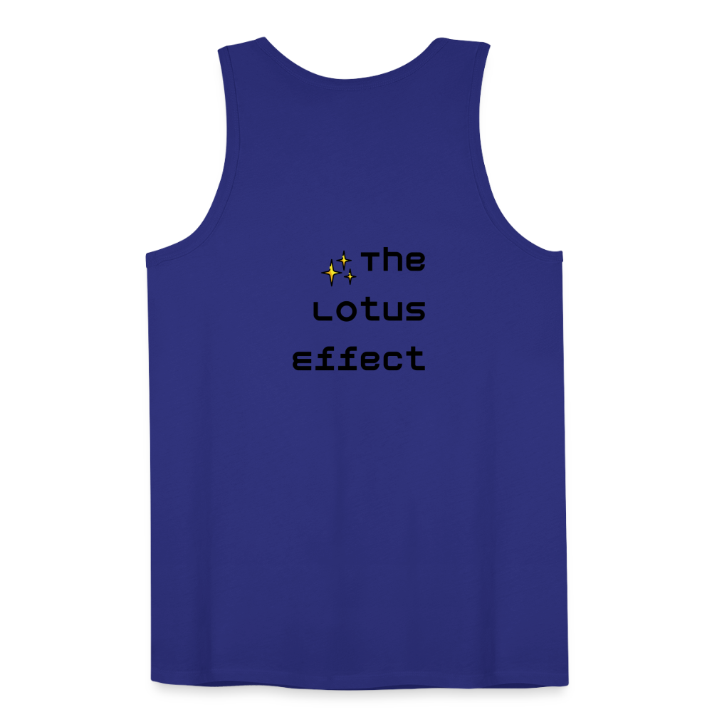 Emoji Expression: Lotus Moji + Sparkles Moji + "The Lotus Effect" Text Men’s Cut Premium Tank Top (Two-Sided) - Emoji.Express - royal blue