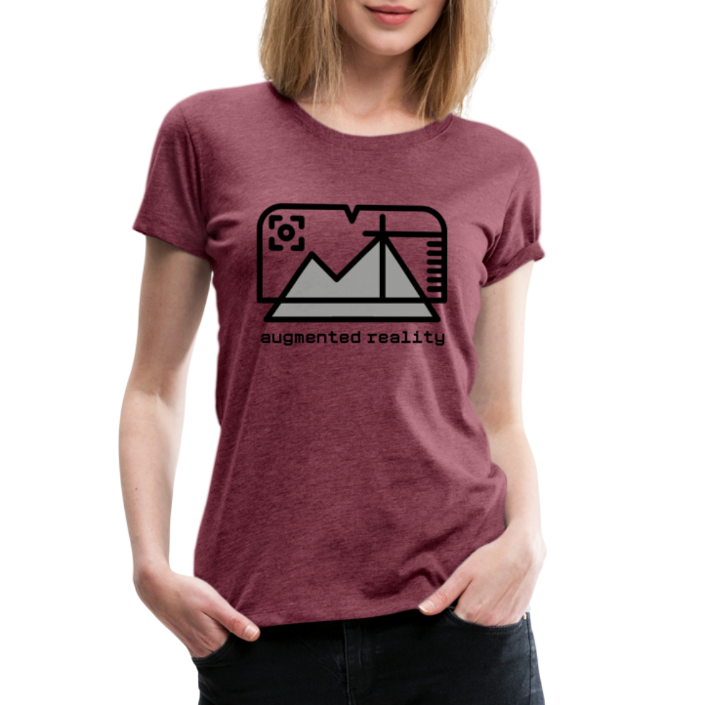 Customizable Augmented Reality Moji + "Augmented Reality" Text Women's Cut Premium T-Shirt - Emoji.Express - heather burgundy