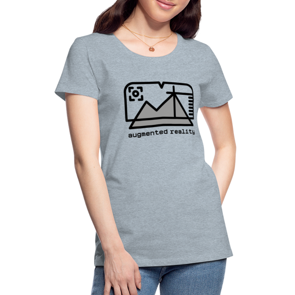 Customizable Augmented Reality Moji + "Augmented Reality" Text Women's Cut Premium T-Shirt - Emoji.Express - heather ice blue