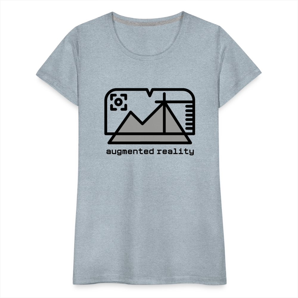 Customizable Augmented Reality Moji + "Augmented Reality" Text Women's Cut Premium T-Shirt - Emoji.Express - heather ice blue