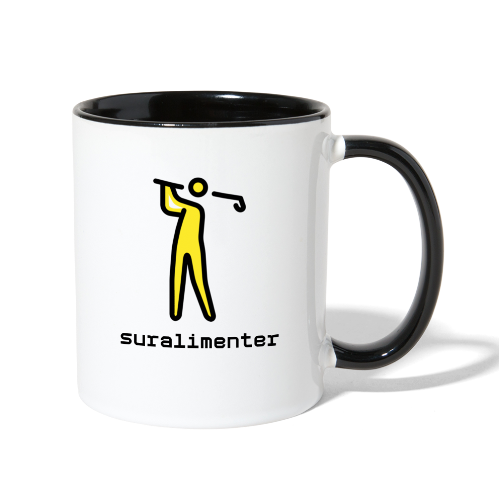 Customizable Person Golfing Moji + Suralimenter Text (Two-Sided) Contrast Coffee Mug - Emoji.Express - white/black