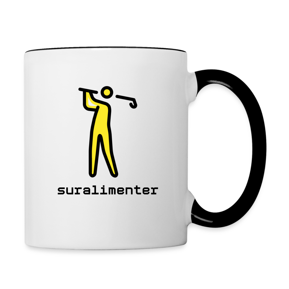 Customizable Person Golfing Moji + Suralimenter Text (Two-Sided) Contrast Coffee Mug - Emoji.Express - white/black