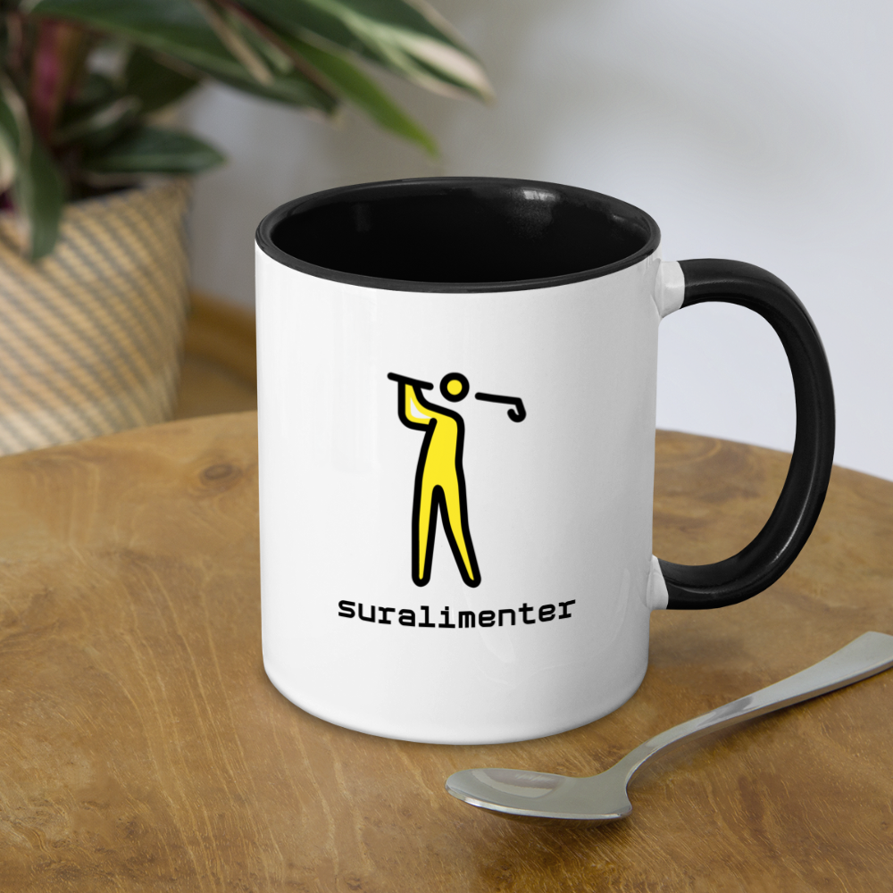 Customizable Person Golfing Moji + Suralimenter Text (Two-Sided) Contrast Coffee Mug - Emoji.Express - white/black