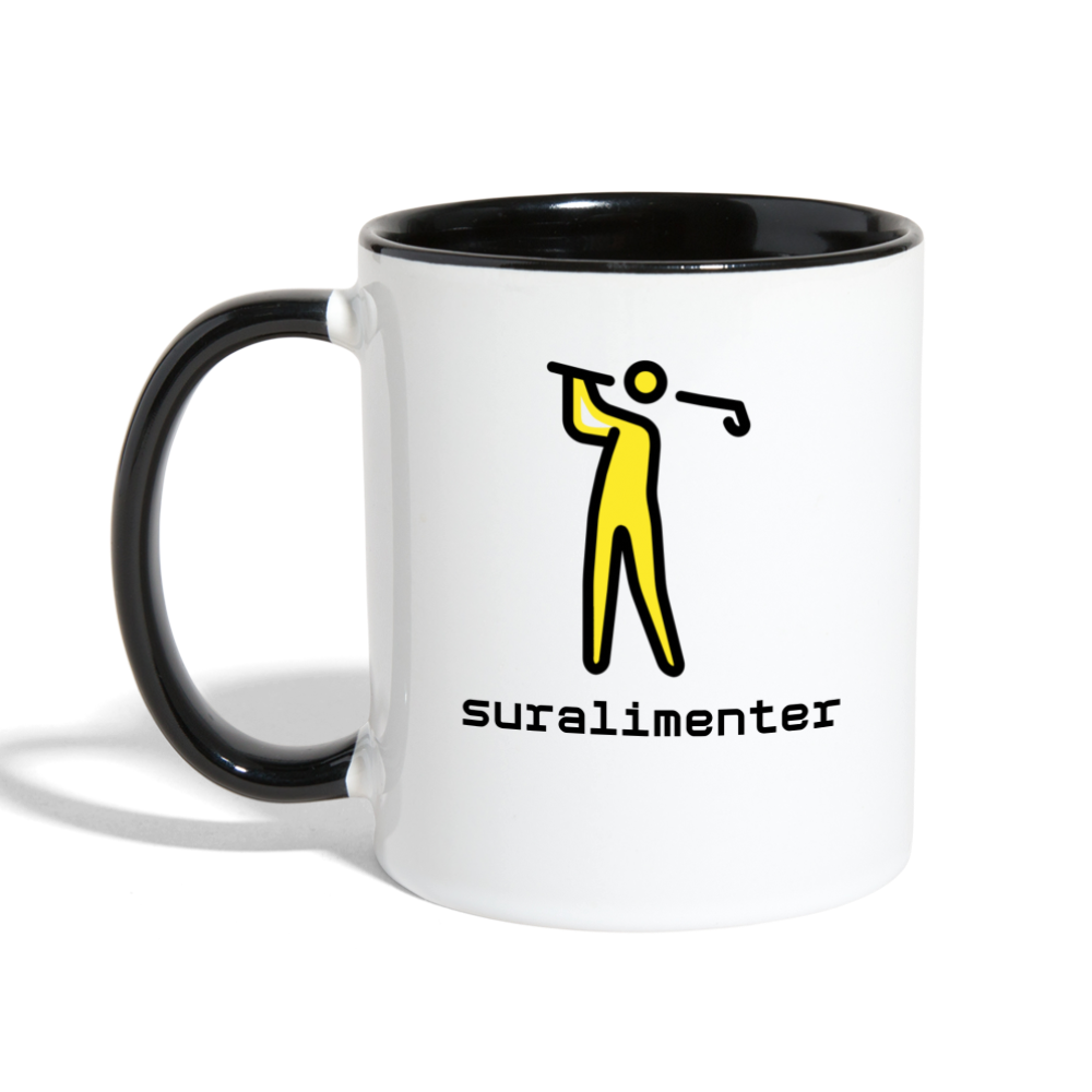 Customizable Person Golfing Moji + Suralimenter Text (Two-Sided) Contrast Coffee Mug - Emoji.Express - white/black