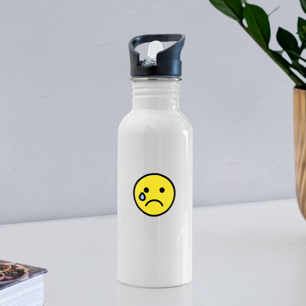 Customizable Crying Face + Grinning Face with Big Eyes Moji (Two-Sided) Water Bottle - Emoji.Express - white