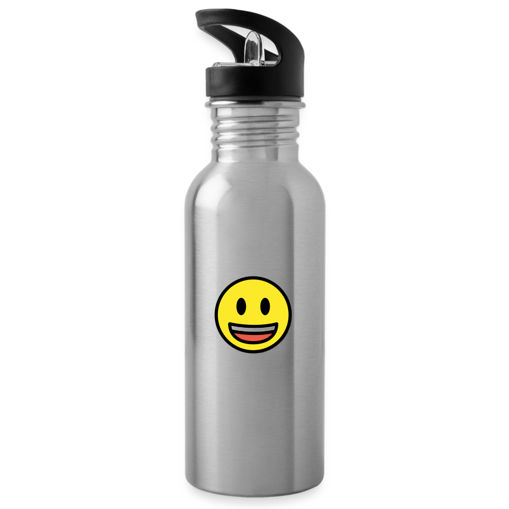 Customizable Crying Face + Grinning Face with Big Eyes Moji (Two-Sided) Water Bottle - Emoji.Express - silver