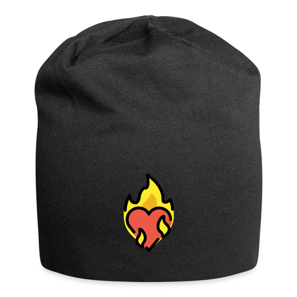 Customizable Heart on Fire Moji Jersey Beanie - Emoji.Express - black