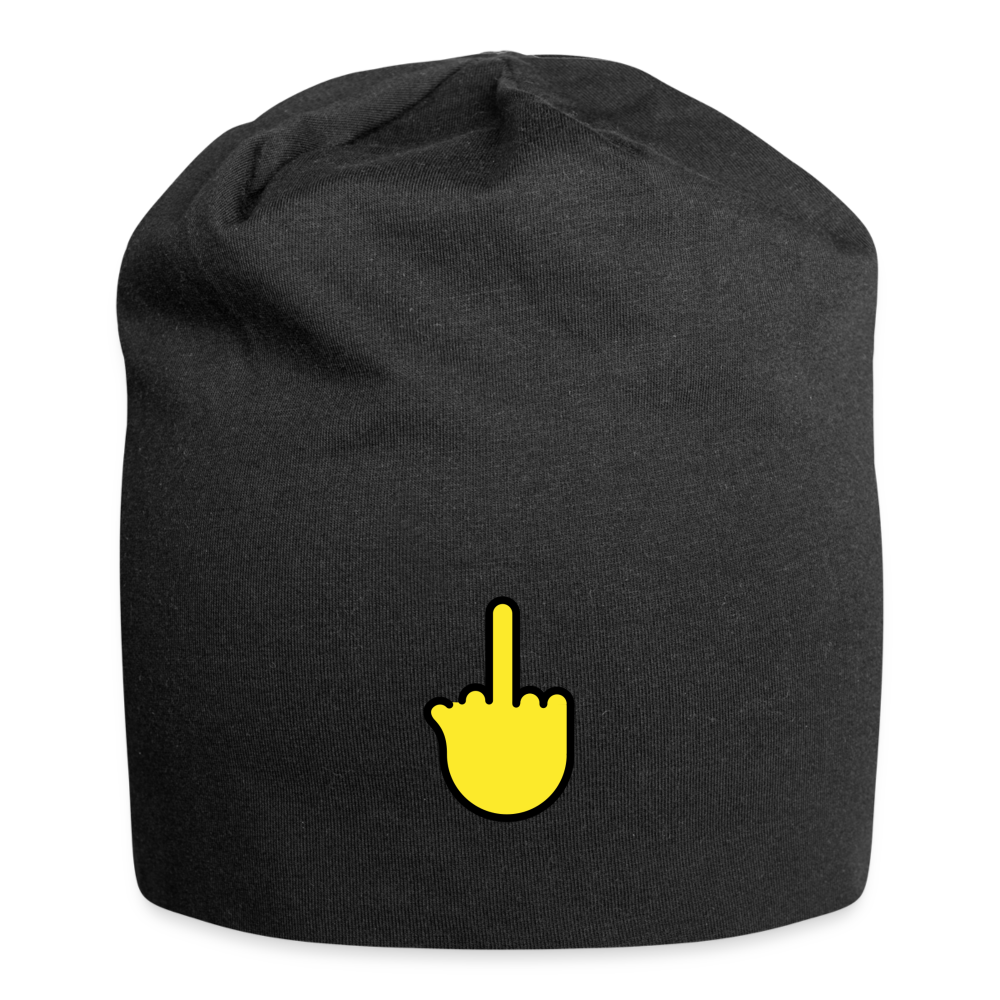 Customizable Middle Finger Moji Jersey Beanie - Emoji.Express - black