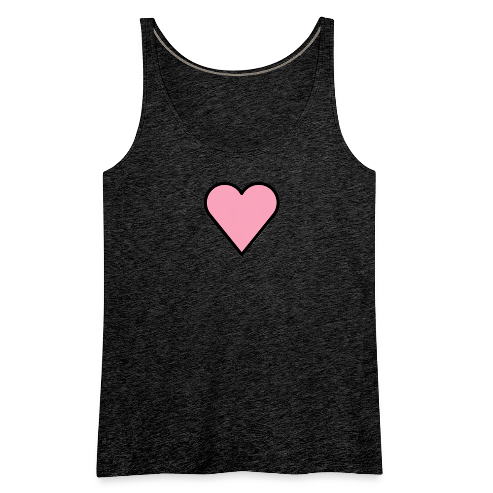 Customizable Pink Heart Women’s Cut Premium Tank Top - Emoji.Express - charcoal grey