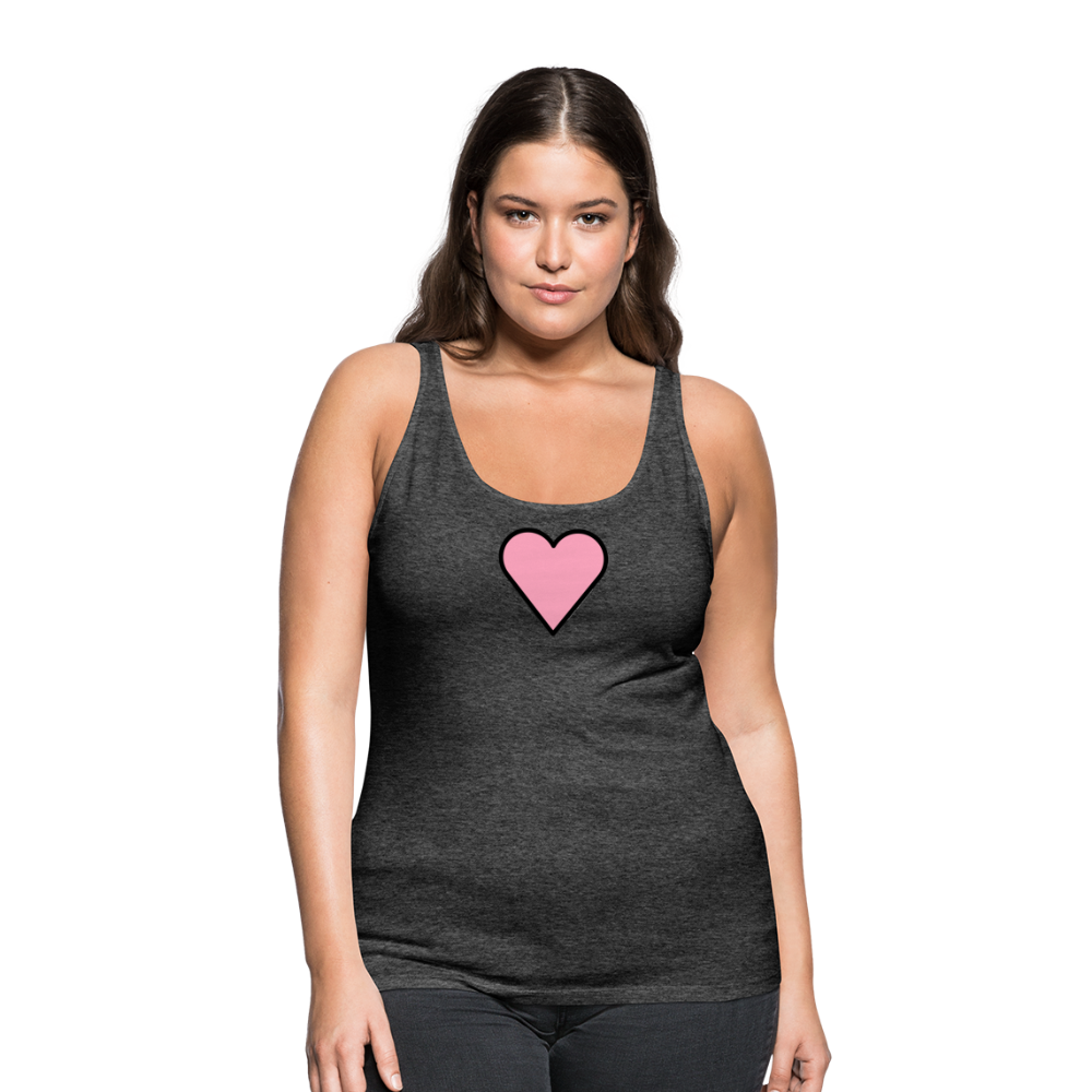 Customizable Pink Heart Women’s Cut Premium Tank Top - Emoji.Express - charcoal grey