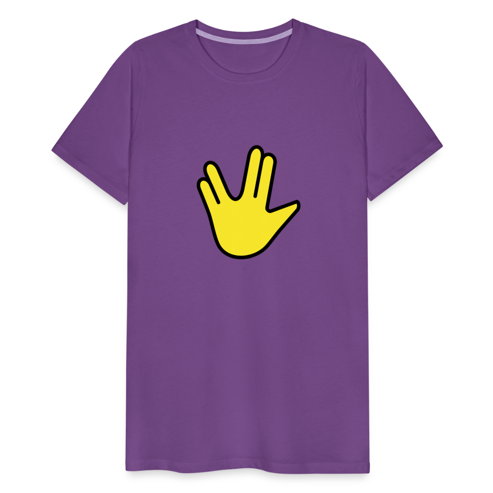 Emoji Expression: Vulcan Salute + May the Moji Force See You Live Long Time and Prosper Text (Double-Sided) Men's Premium T-Shirt - Emoji.Express - purple
