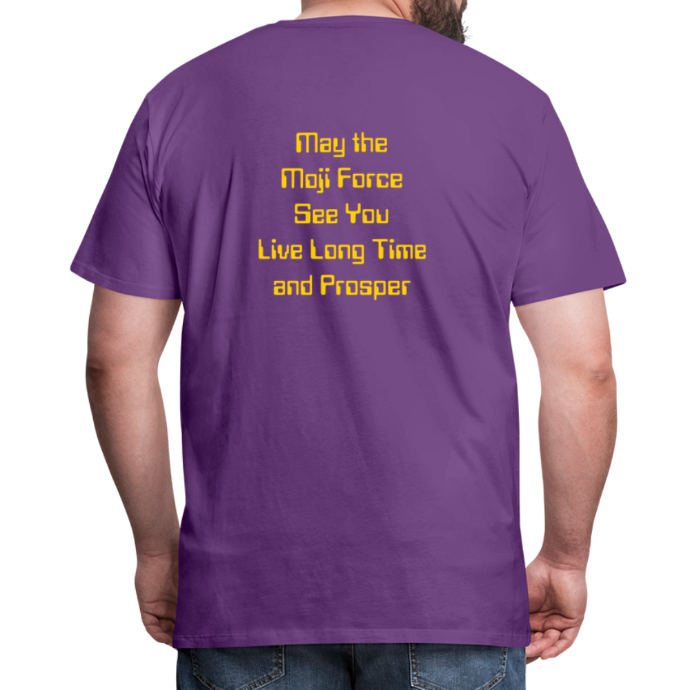 Emoji Expression: Vulcan Salute + May the Moji Force See You Live Long Time and Prosper Text (Double-Sided) Men's Premium T-Shirt - Emoji.Express - purple