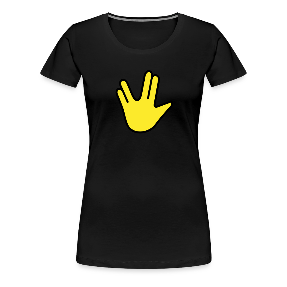 Emoji Expression: Vulcan Salute + May the Moji Force See You Live Long Time and Prosper Test (Double-Sided)Women’s Premium T-Shirt - Emoji.Express - black