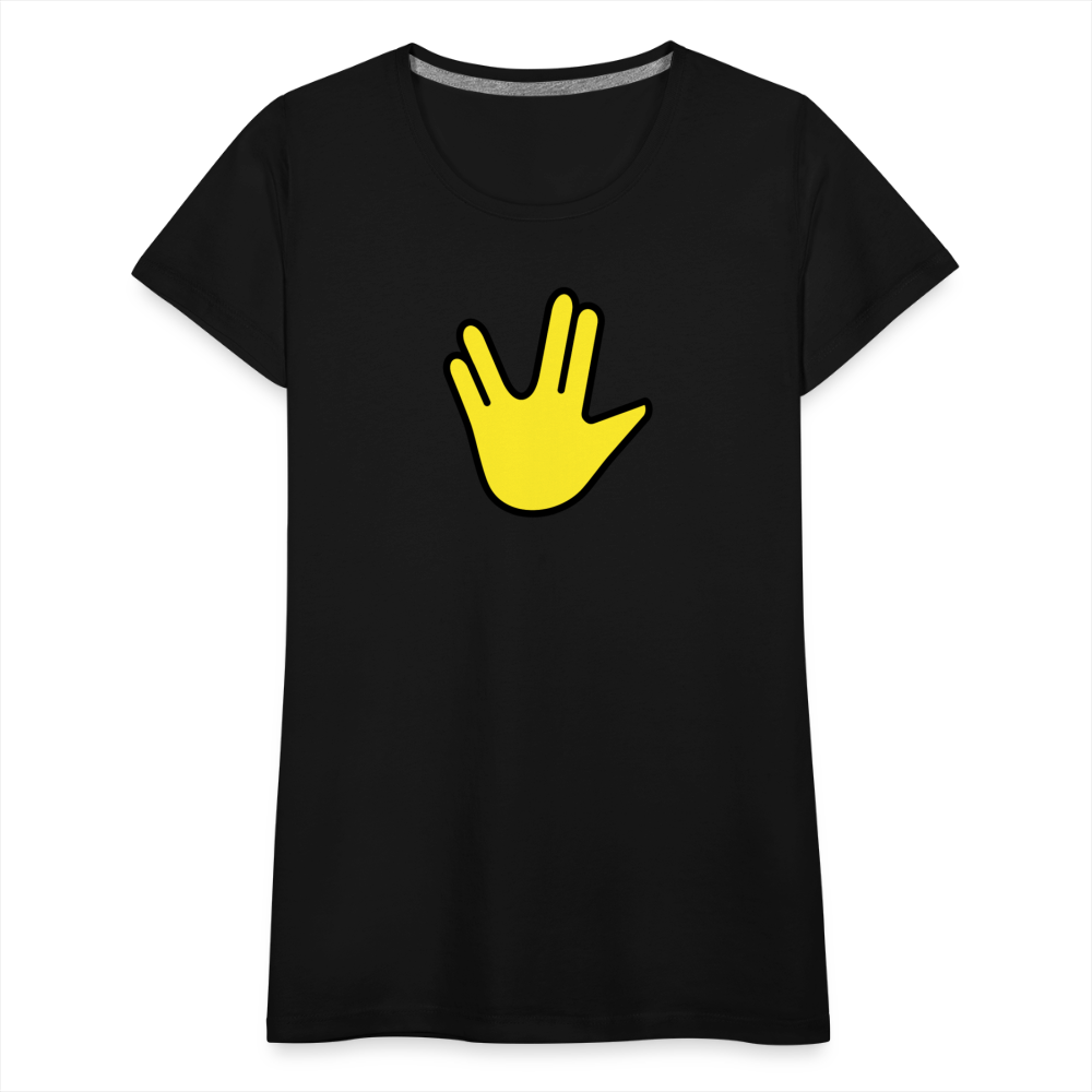 Emoji Expression: Vulcan Salute + May the Moji Force See You Live Long Time and Prosper Test (Double-Sided)Women’s Premium T-Shirt - Emoji.Express - black