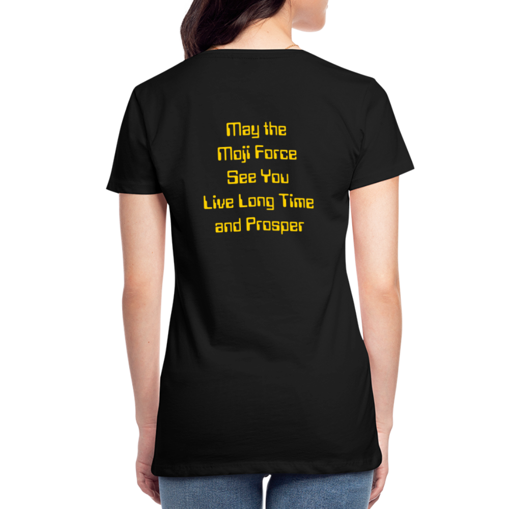 Emoji Expression: Vulcan Salute + May the Moji Force See You Live Long Time and Prosper Test (Double-Sided)Women’s Premium T-Shirt - Emoji.Express - black