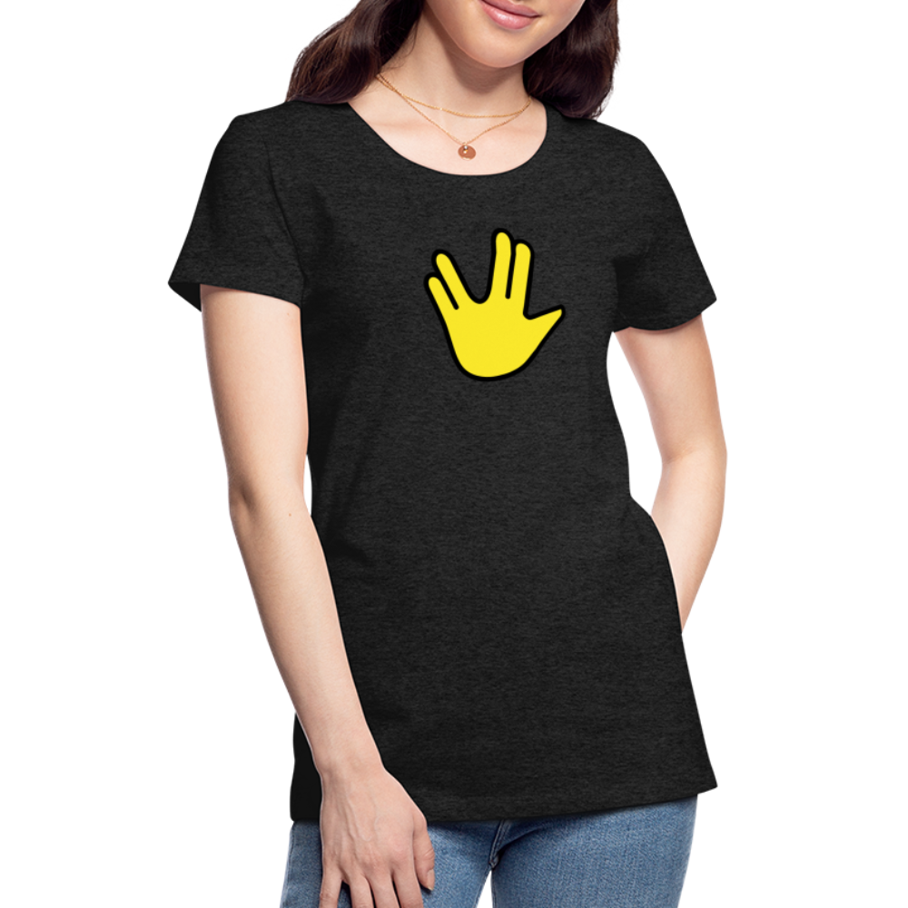 Emoji Expression: Vulcan Salute + May the Moji Force See You Live Long Time and Prosper Test (Double-Sided)Women’s Premium T-Shirt - Emoji.Express - charcoal grey