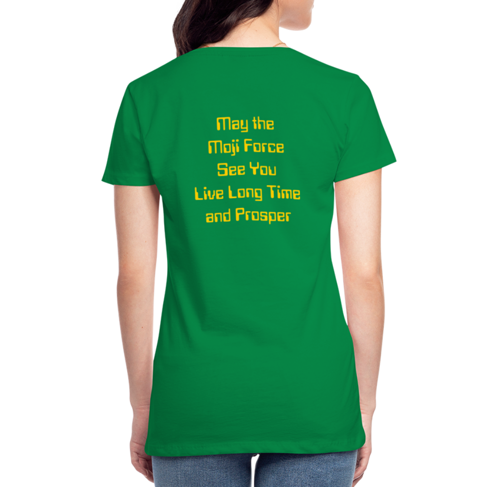Emoji Expression: Vulcan Salute + May the Moji Force See You Live Long Time and Prosper Test (Double-Sided)Women’s Premium T-Shirt - Emoji.Express - kelly green