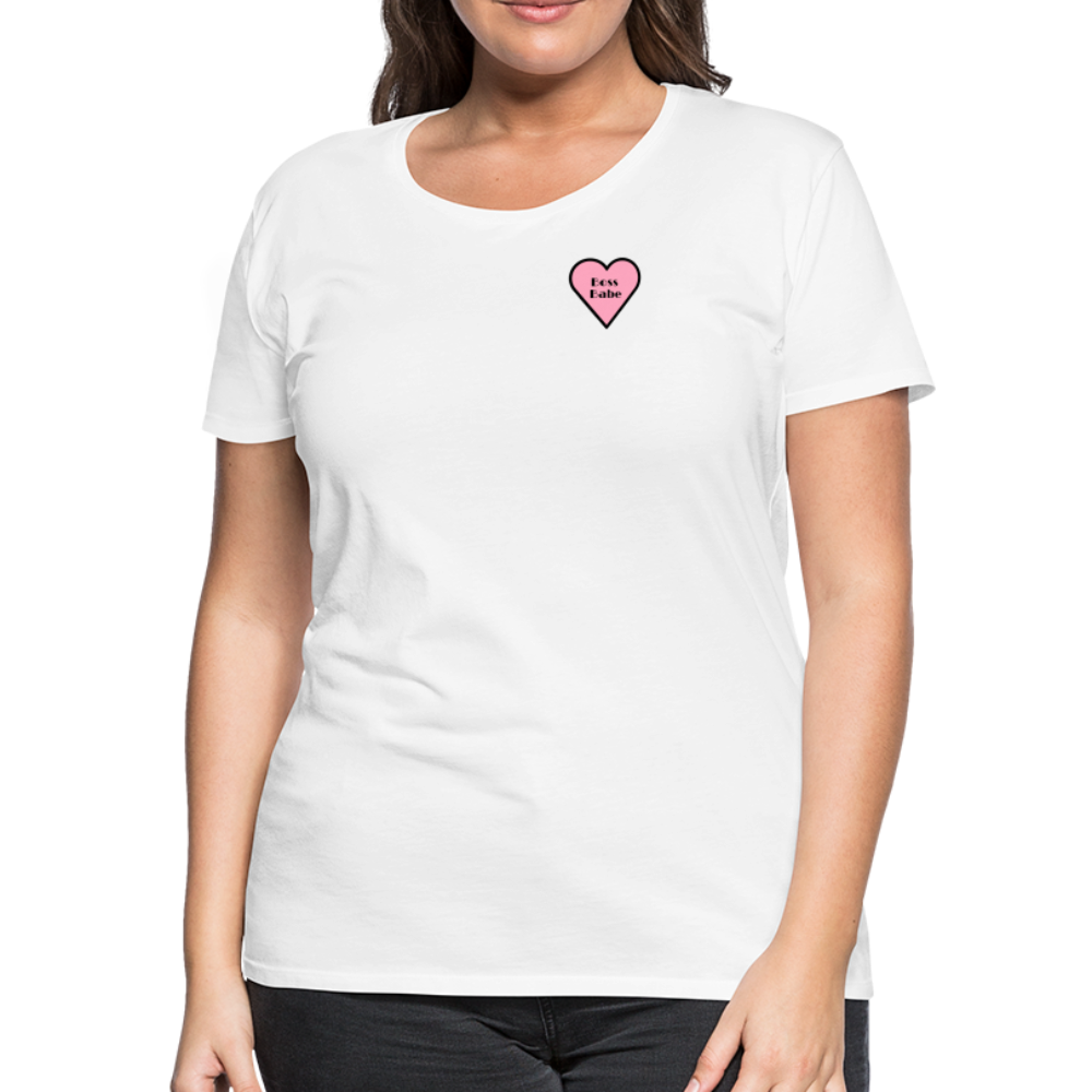 Boss Babe Pink Heart Moji Women’s Premium T-Shirt - Emoji.Express - white