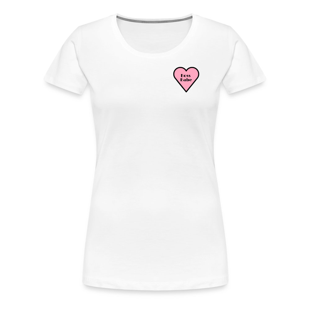 Boss Babe Pink Heart Moji Women’s Premium T-Shirt - Emoji.Express - white