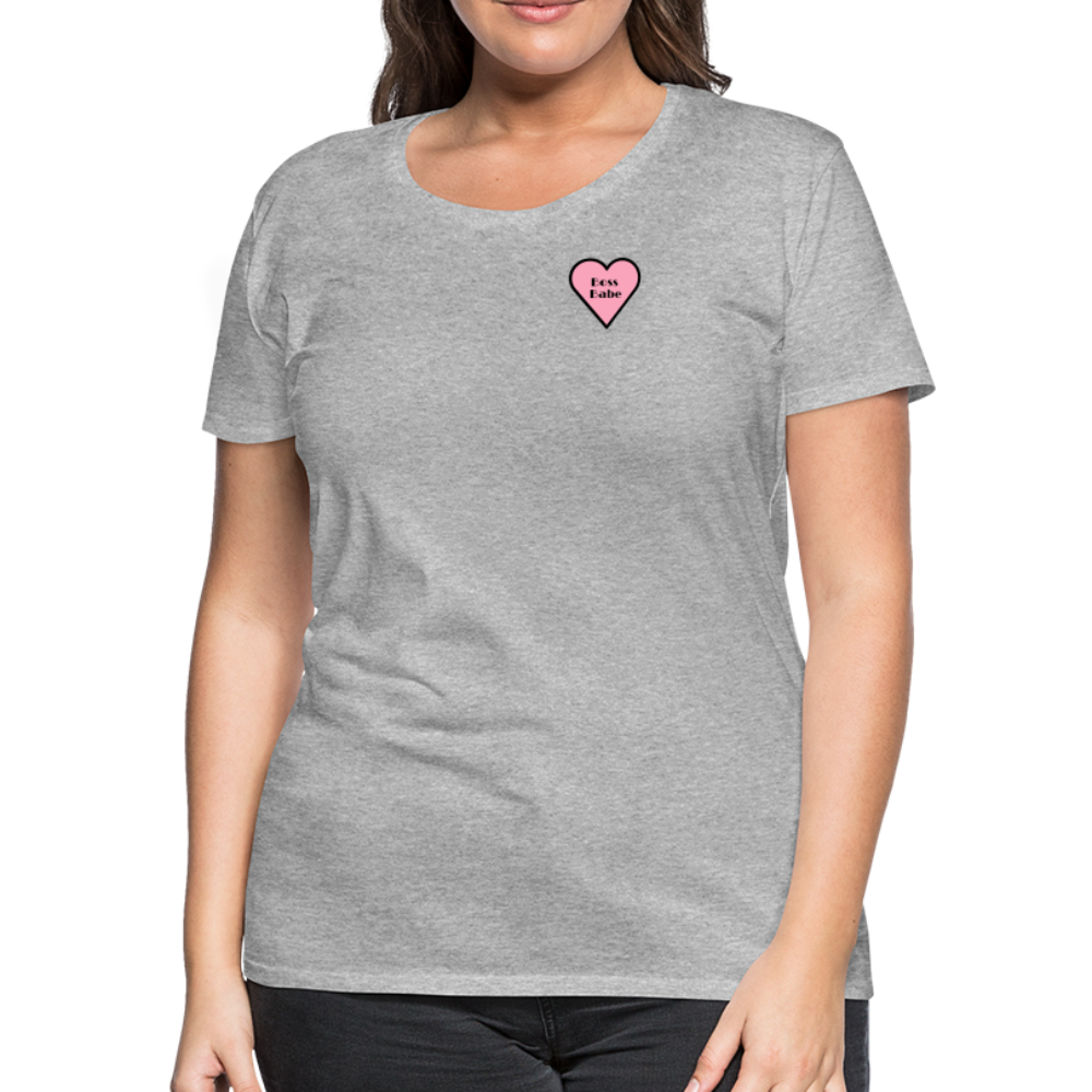 Boss Babe Pink Heart Moji Women’s Premium T-Shirt - Emoji.Express - heather gray