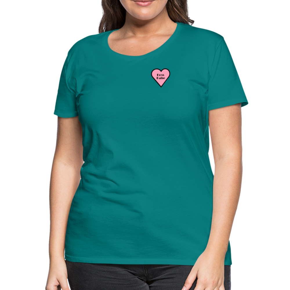 Boss Babe Pink Heart Moji Women’s Premium T-Shirt - Emoji.Express - teal