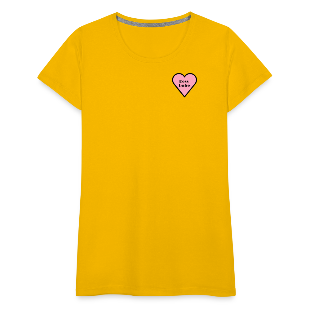 Boss Babe Pink Heart Moji Women’s Premium T-Shirt - Emoji.Express - sun yellow