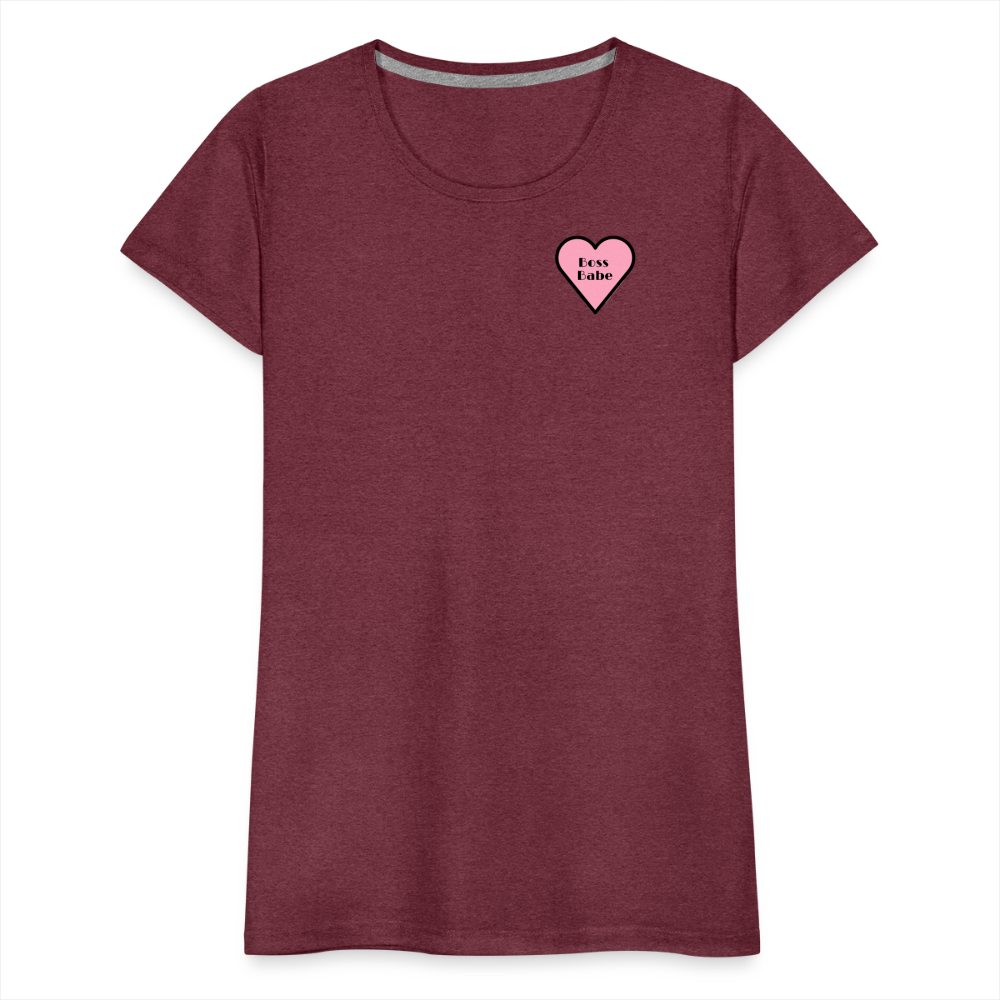 Boss Babe Pink Heart Moji Women’s Premium T-Shirt - Emoji.Express - heather burgundy