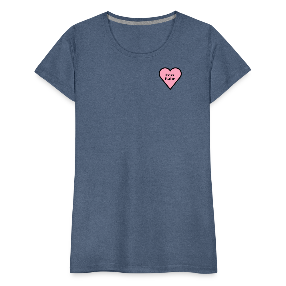 Boss Babe Pink Heart Moji Women’s Premium T-Shirt - Emoji.Express - heather blue