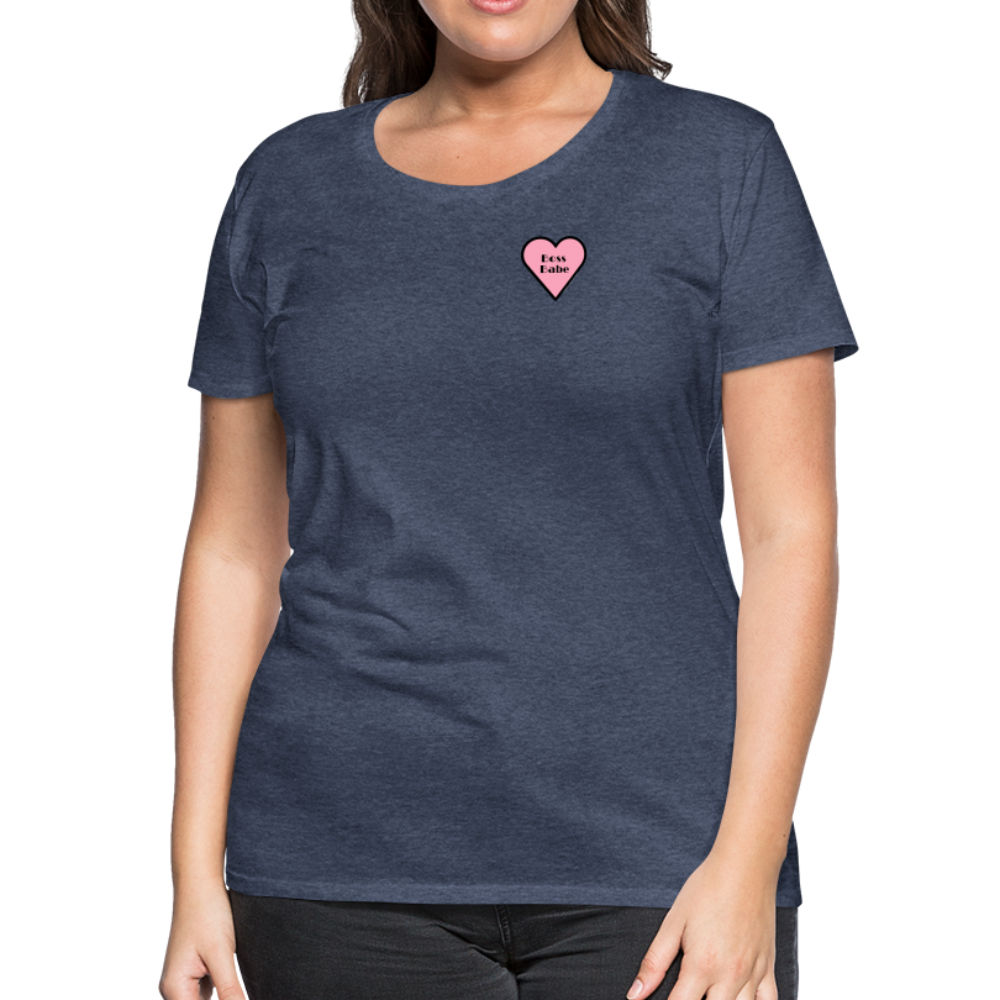 Boss Babe Pink Heart Moji Women’s Premium T-Shirt - Emoji.Express - heather blue