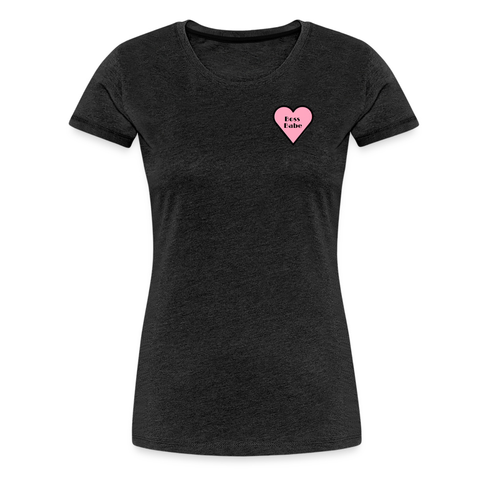 Boss Babe Pink Heart Moji Women’s Premium T-Shirt - Emoji.Express - charcoal grey