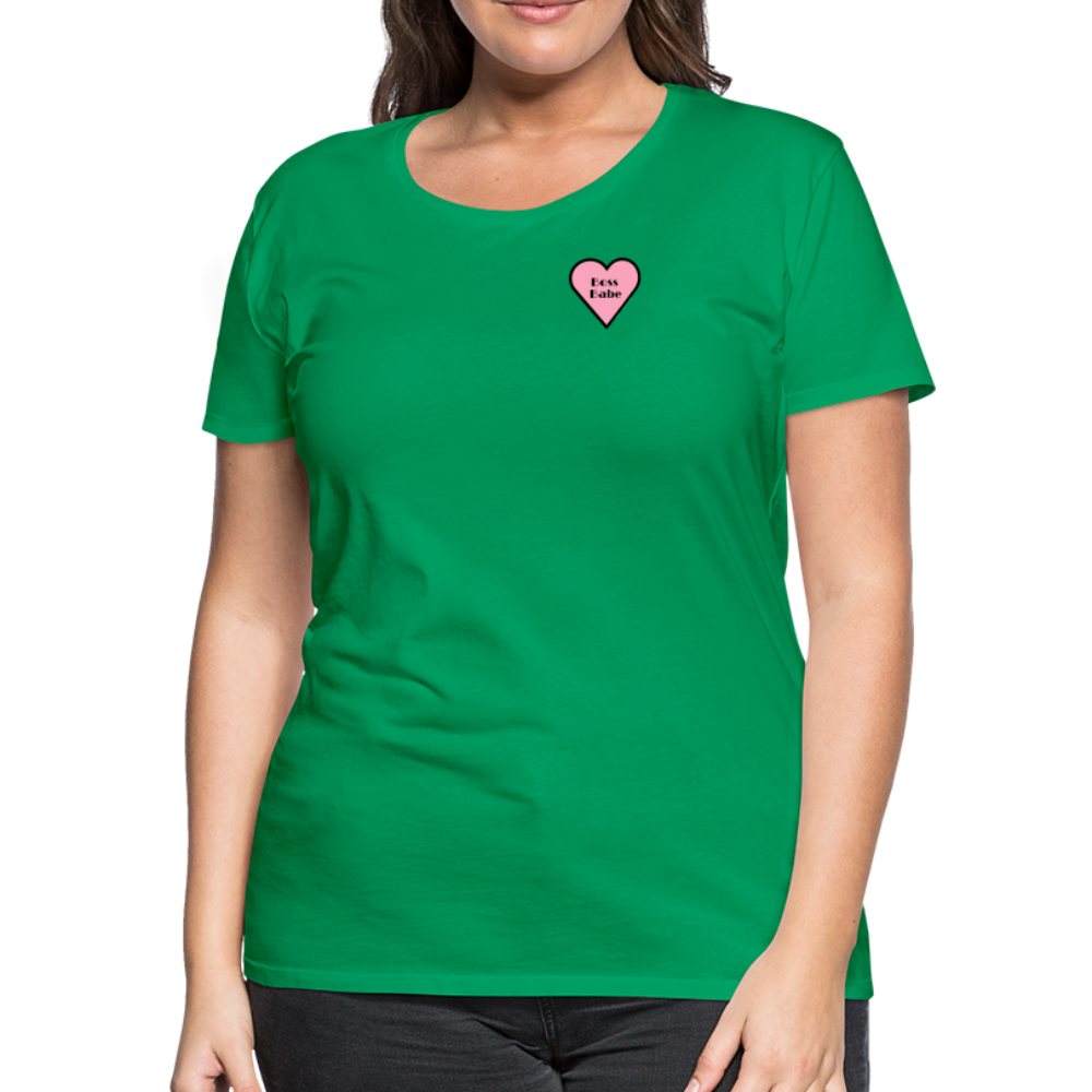 Boss Babe Pink Heart Moji Women’s Premium T-Shirt - Emoji.Express - kelly green