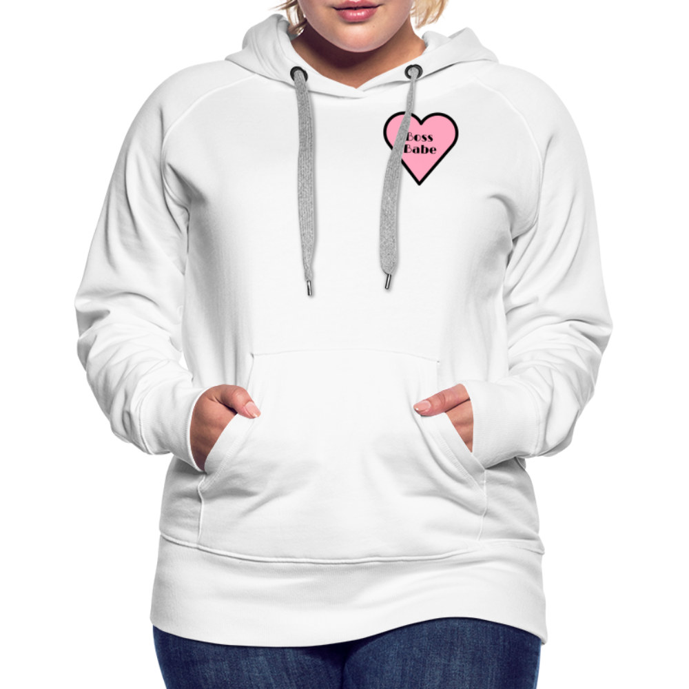 Customizable Boss Babe Pink Heart Moji Women’s Premium Hoodie - Emoji.Express - white