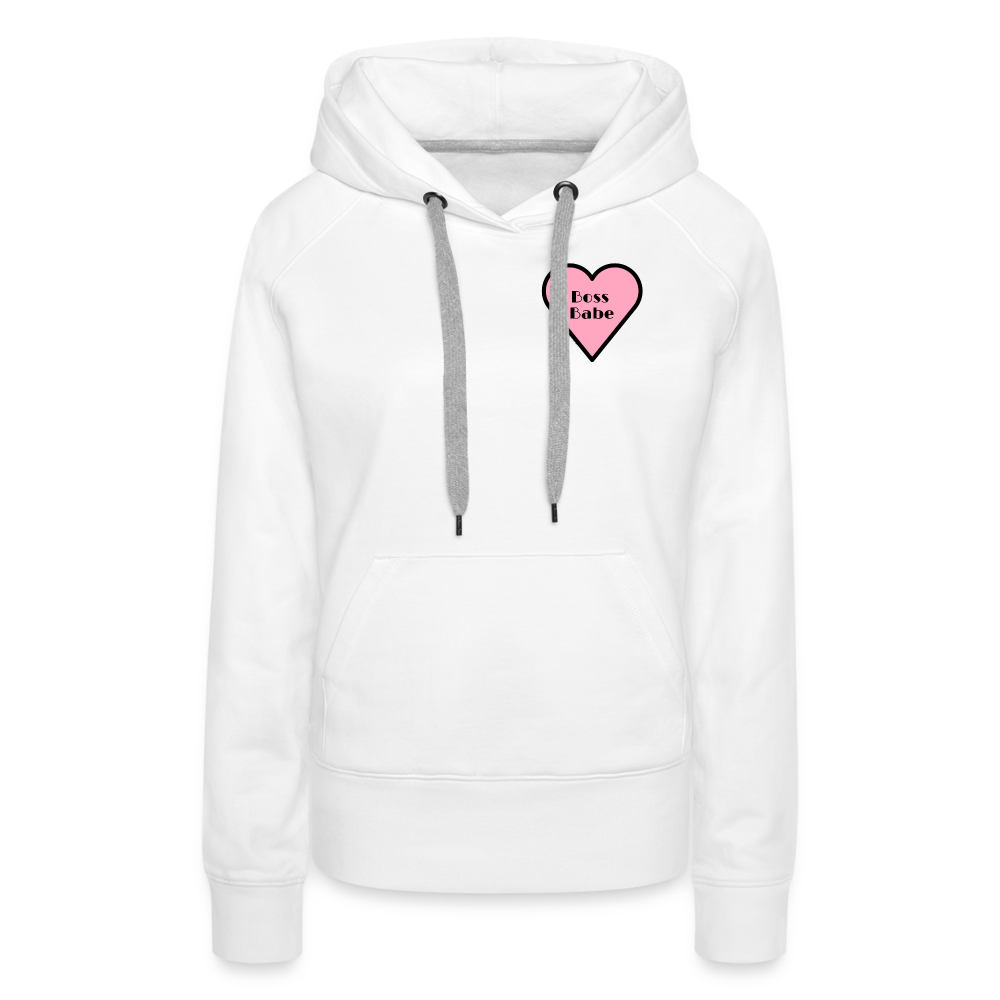 Customizable Boss Babe Pink Heart Moji Women’s Premium Hoodie - Emoji.Express - white