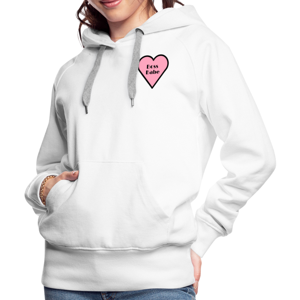 Customizable Boss Babe Pink Heart Moji Women’s Premium Hoodie - Emoji.Express - white