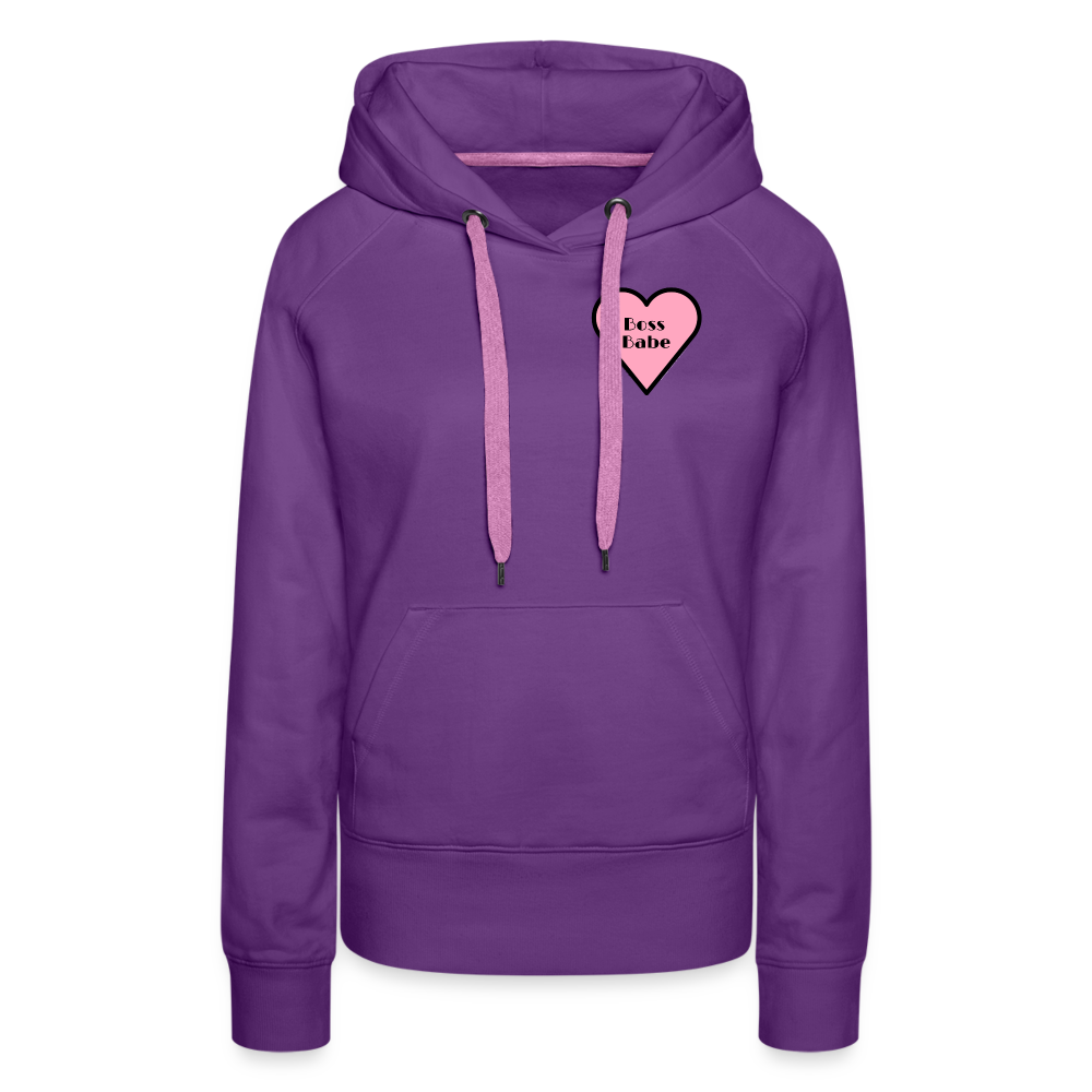 Customizable Boss Babe Pink Heart Moji Women’s Premium Hoodie - Emoji.Express - purple