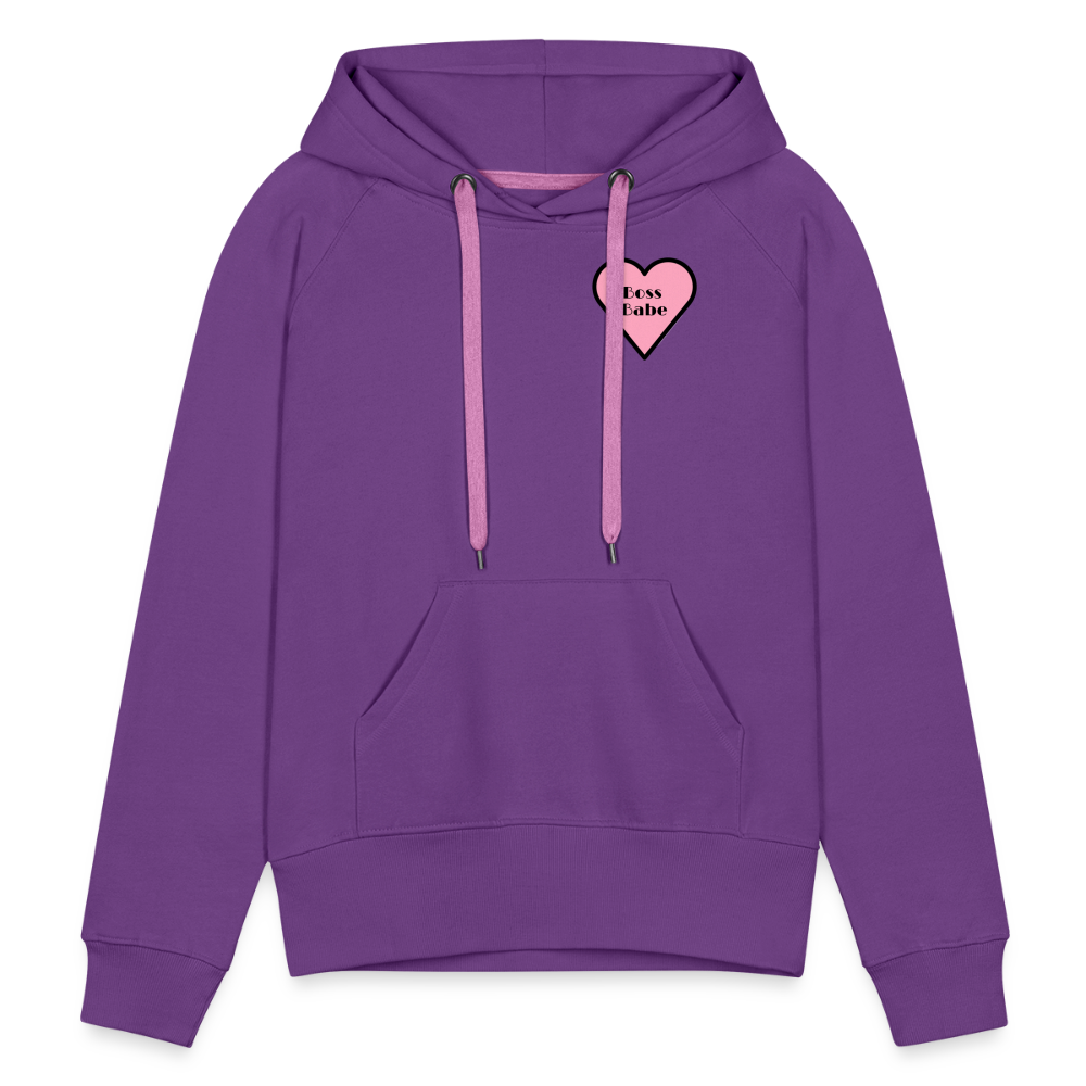 Customizable Boss Babe Pink Heart Moji Women’s Premium Hoodie - Emoji.Express - purple