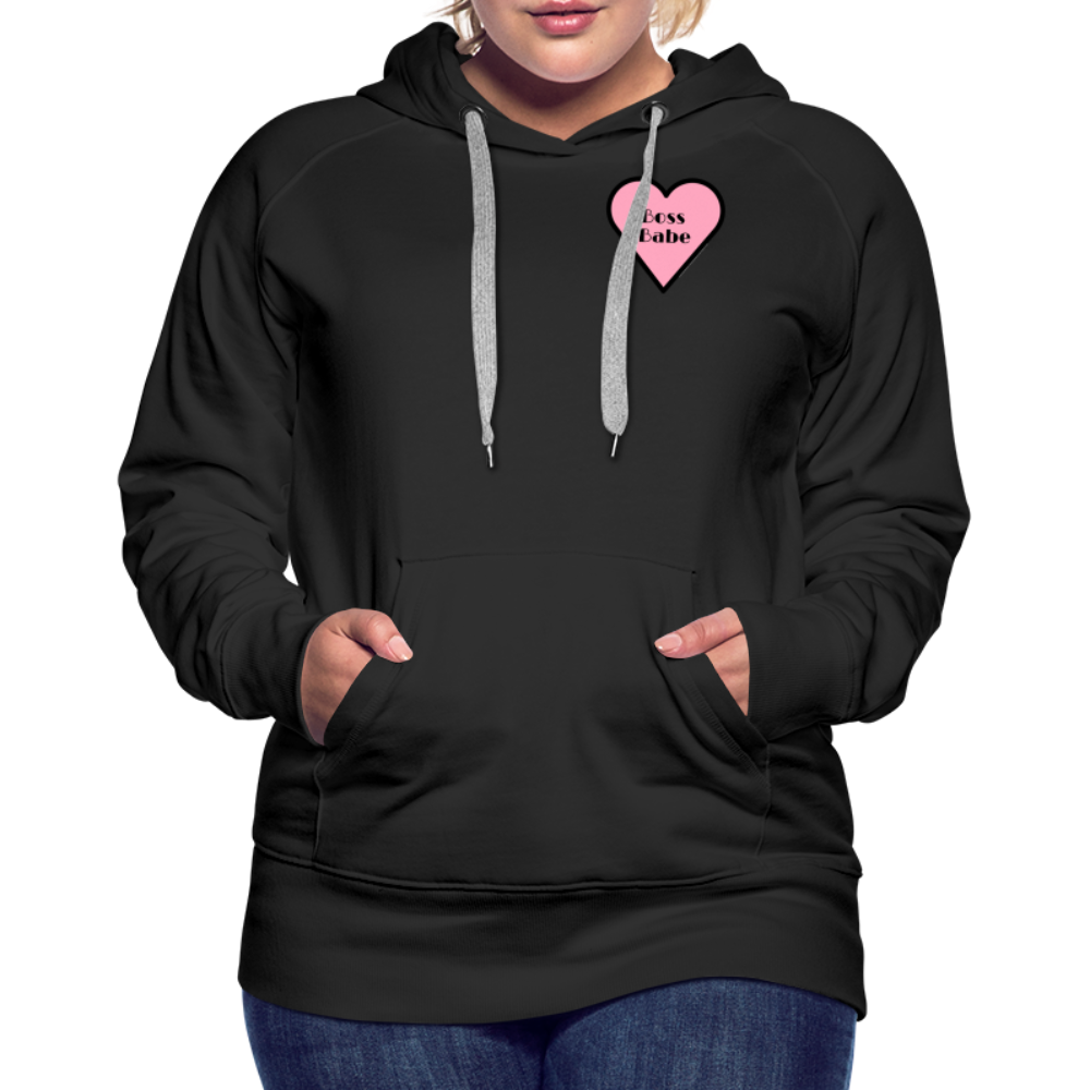 Customizable Boss Babe Pink Heart Moji Women’s Premium Hoodie - Emoji.Express - black