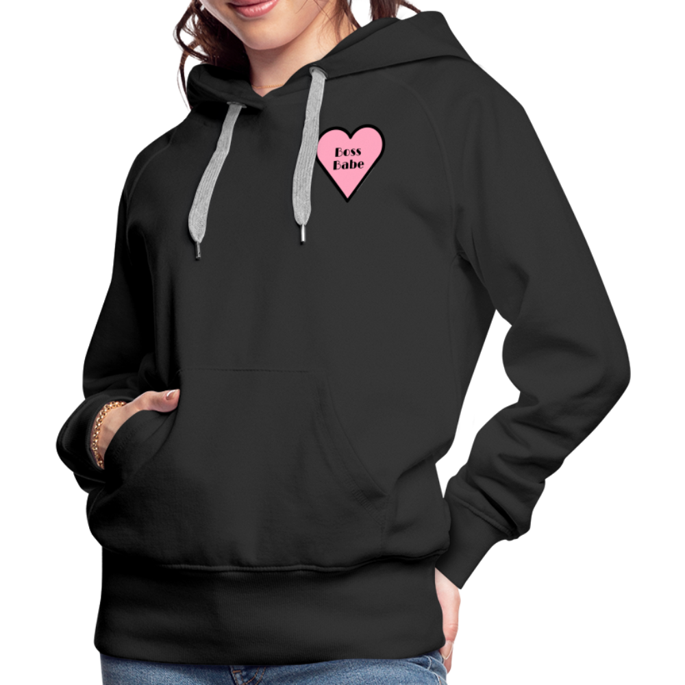 Customizable Boss Babe Pink Heart Moji Women’s Premium Hoodie - Emoji.Express - black