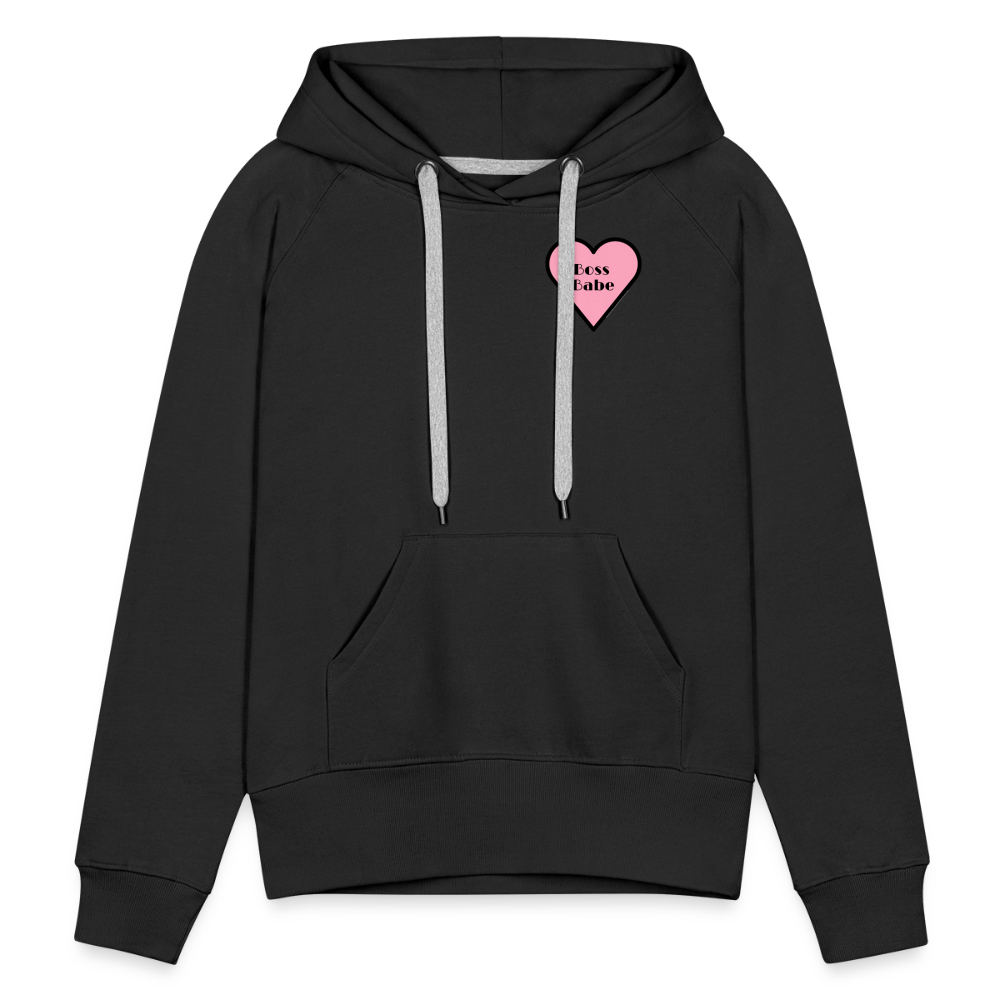 Customizable Boss Babe Pink Heart Moji Women’s Premium Hoodie - Emoji.Express - black