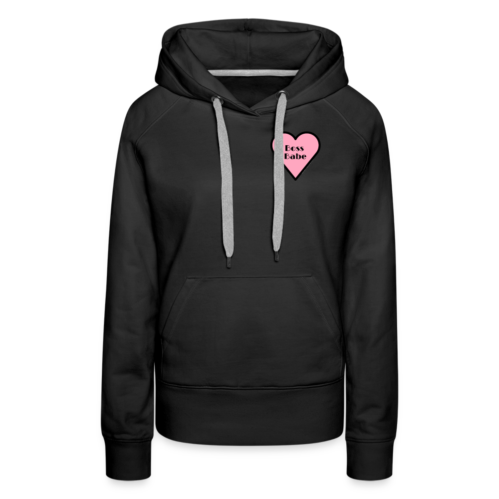 Customizable Boss Babe Pink Heart Moji Women’s Premium Hoodie - Emoji.Express - black
